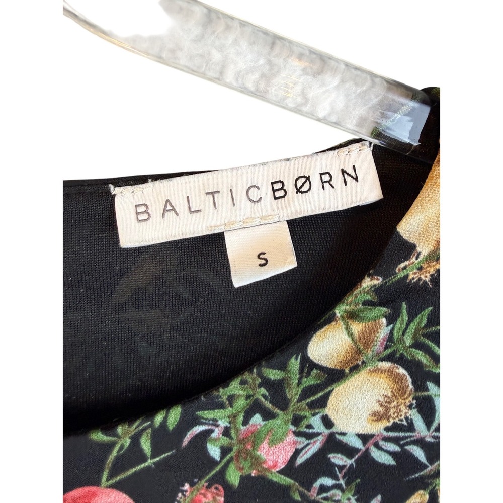 Baltic Born Pomegranate Midi Dress Black Floral Botanical Tie Waist Small - Picture 5 of 8